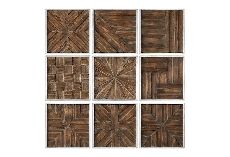 Art Bryndle Rustic Wooden Squares Set of 9 by Uttermost at Walker's Furniture