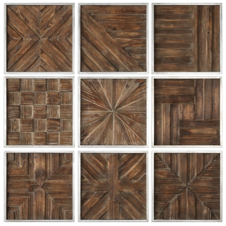 Bryndle Rustic Wooden Squares Set of 9