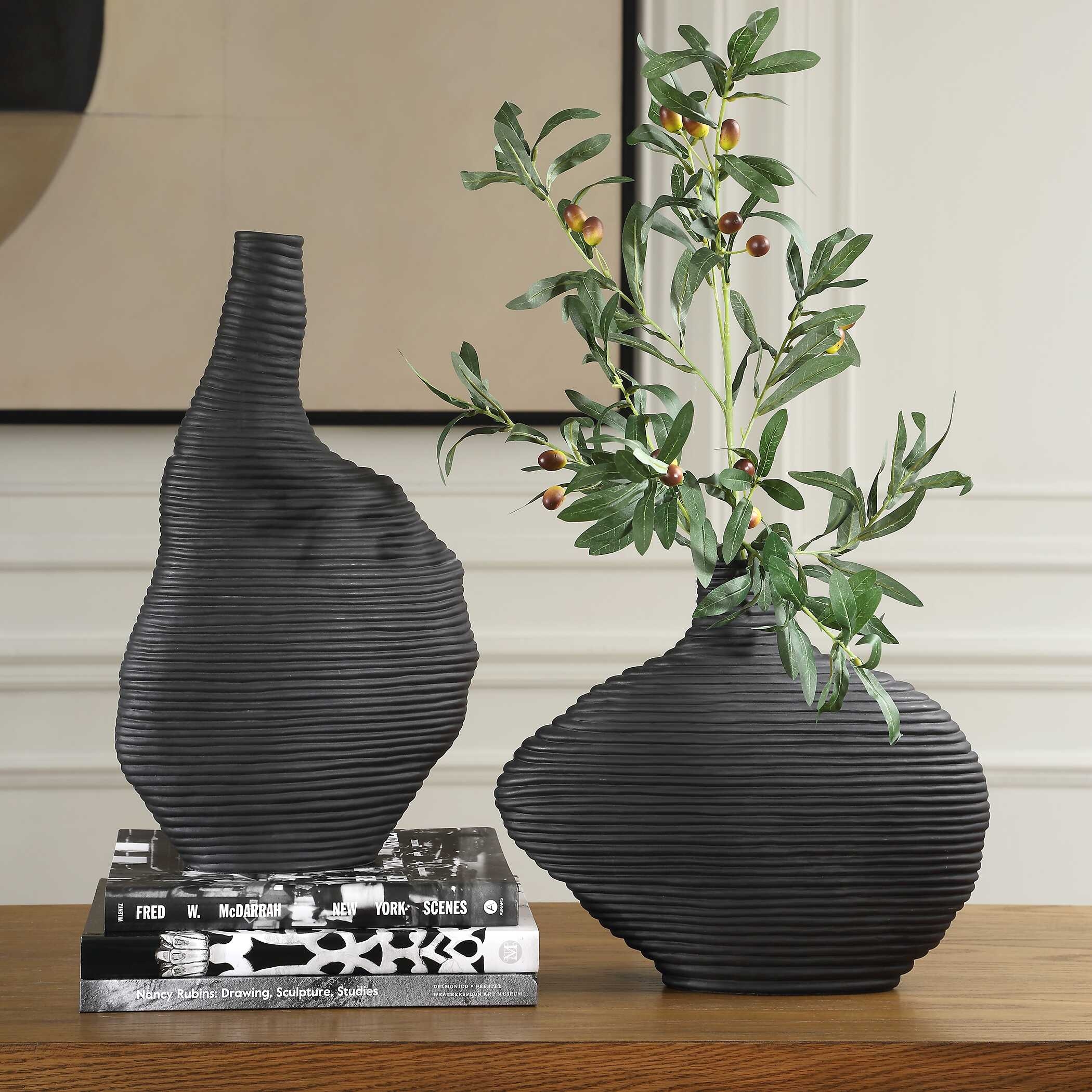 Duostacked Black Vases