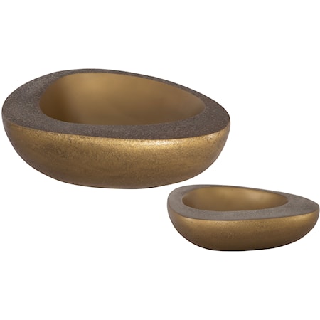 Ovate Brass Bowls, Set Of 2