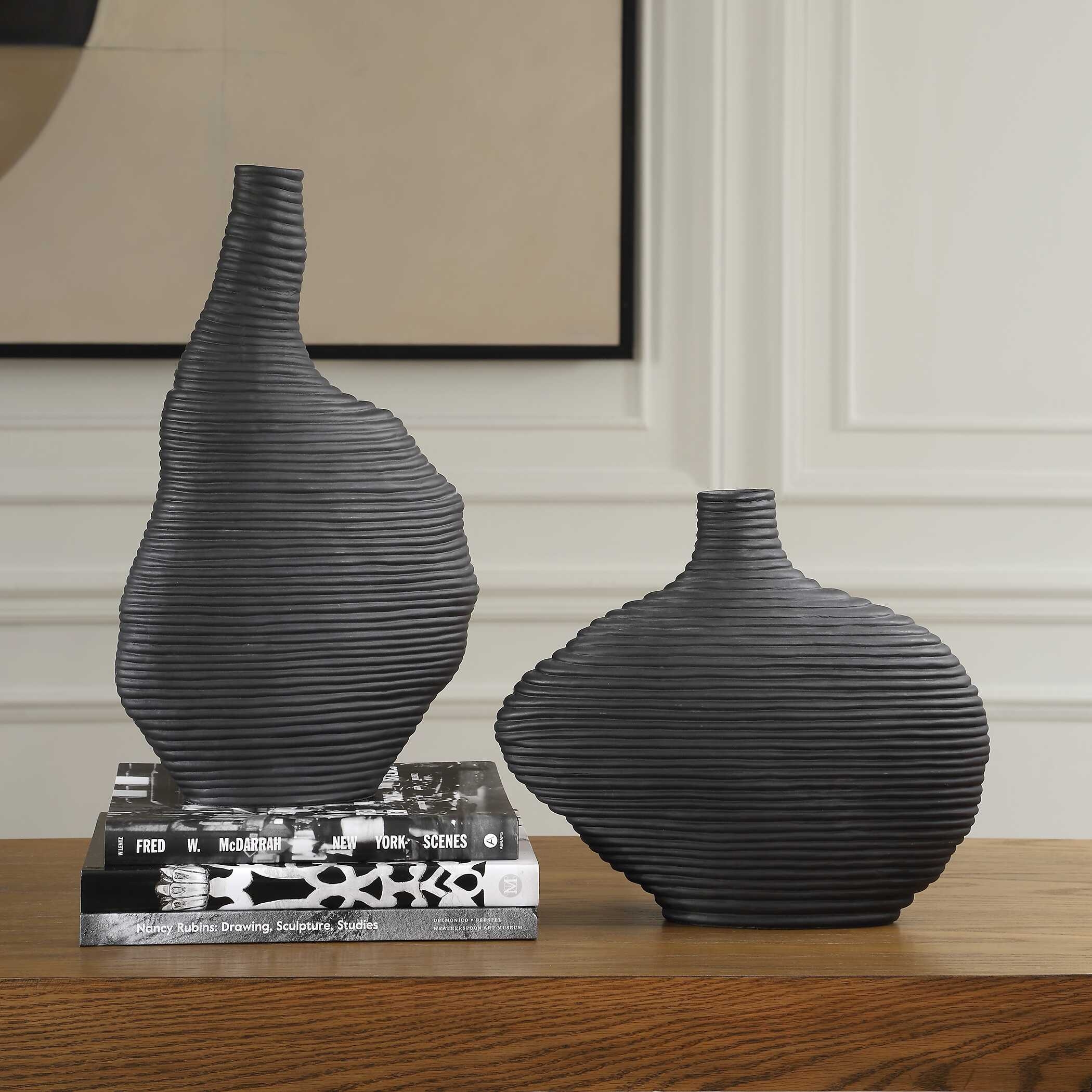 Duostacked Black Vases
