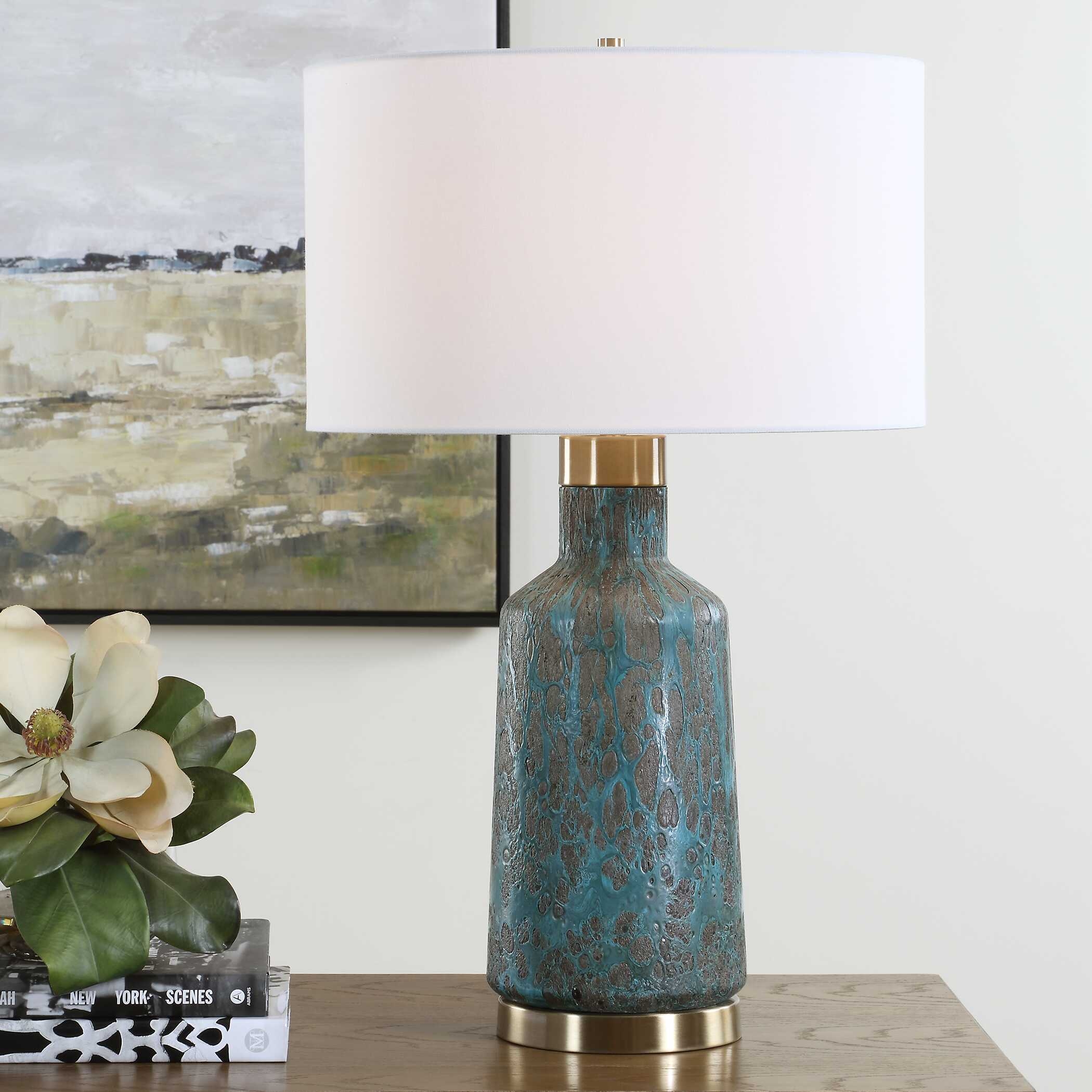 Dauphine Cracked Teal Table Lamp