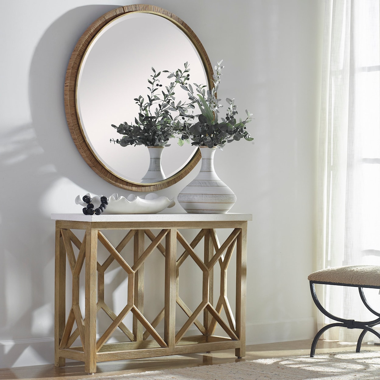 Uttermost Accent Furniture - Occasional Tables Catali Ivory Stone Console Table