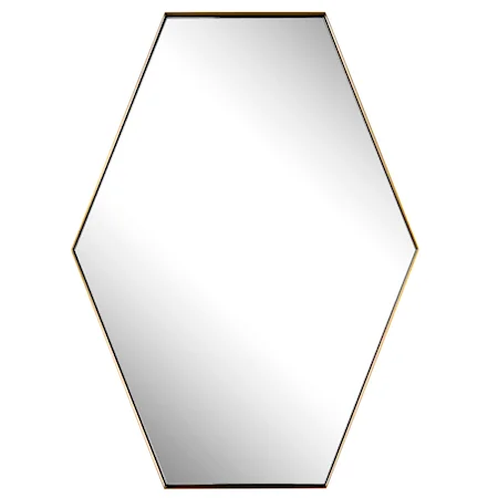 Contemporary Brass Hexagonal Wall Mirror