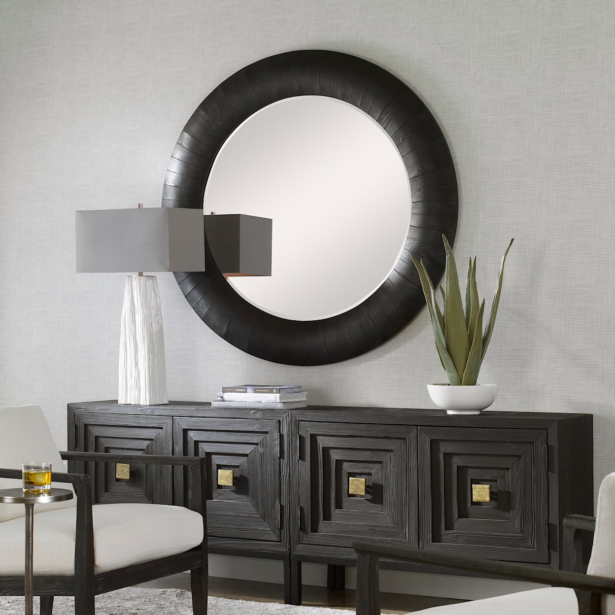 Uttermost Stockade Stockade Dark Round Mirror