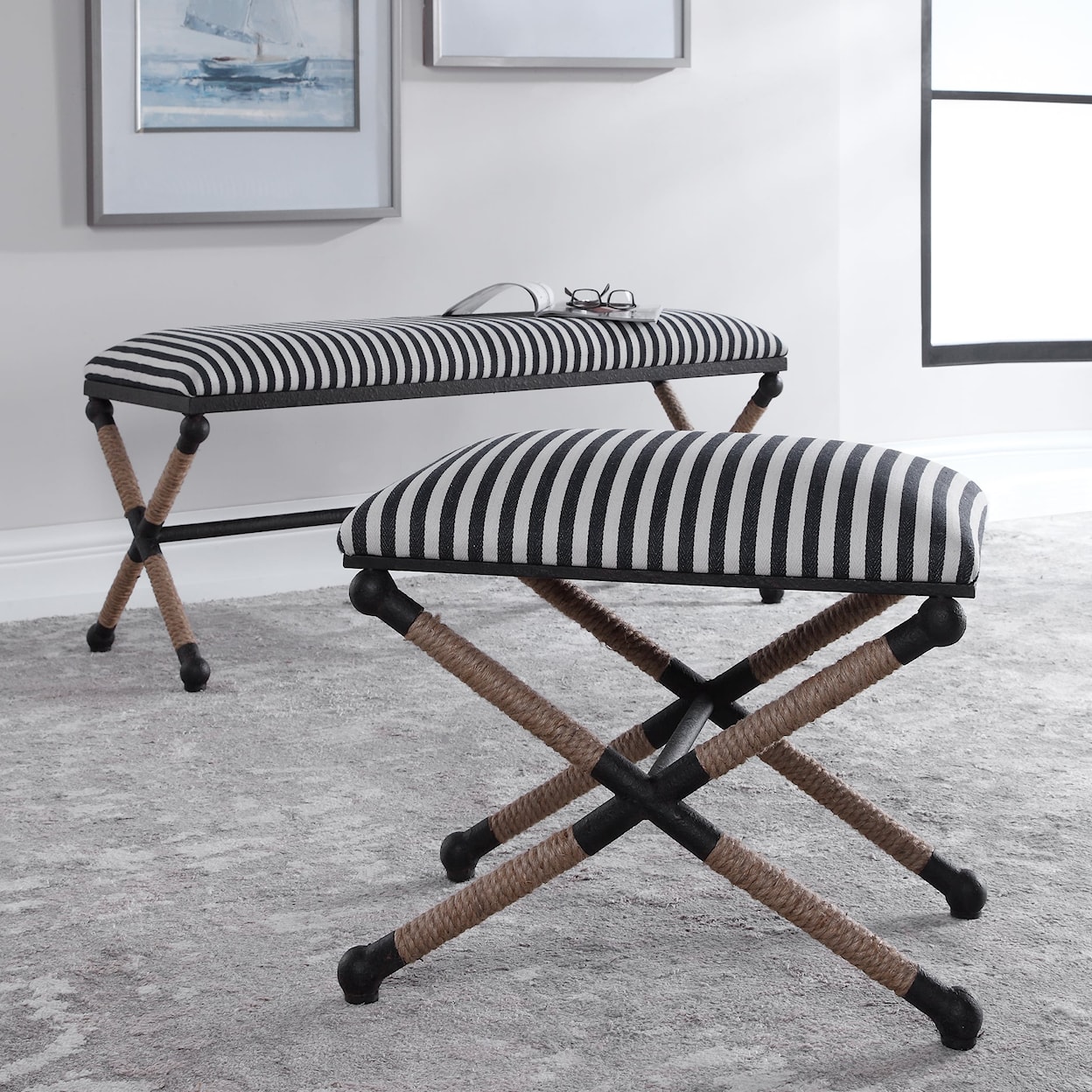 Uttermost Accent Furniture - Benches Braddock Striped Bench