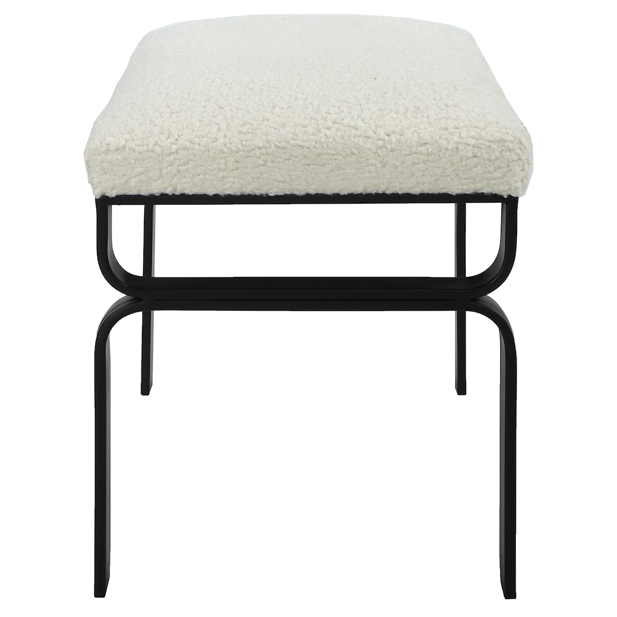 Uttermost Diverge White Shearling Bench with Iron Base