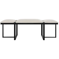 Contemporary Upholstered Bench with Black Metal Frame