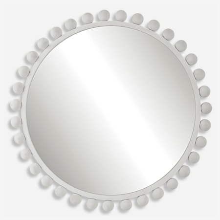 Cyra White Round Mirror