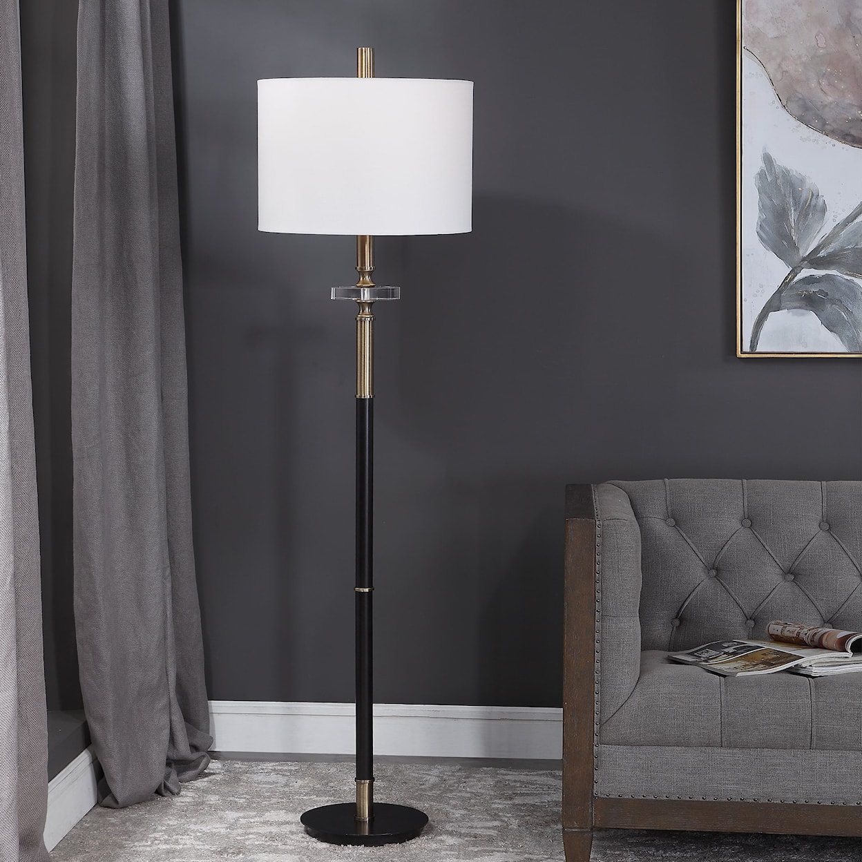 Uttermost Floor Lamps Maud Aged Black Floor Lamp