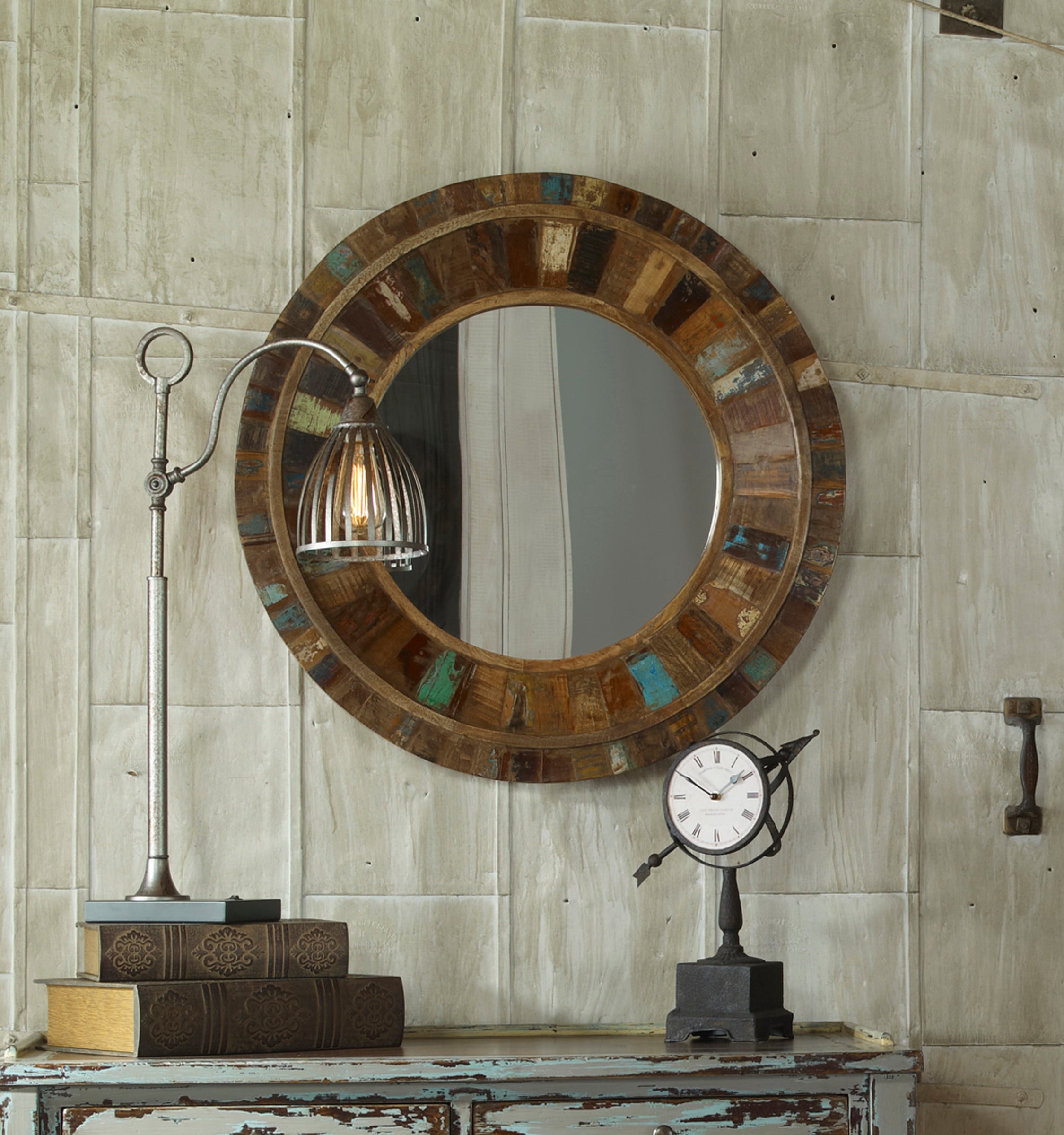 Jeremiah Round Wood Mirror