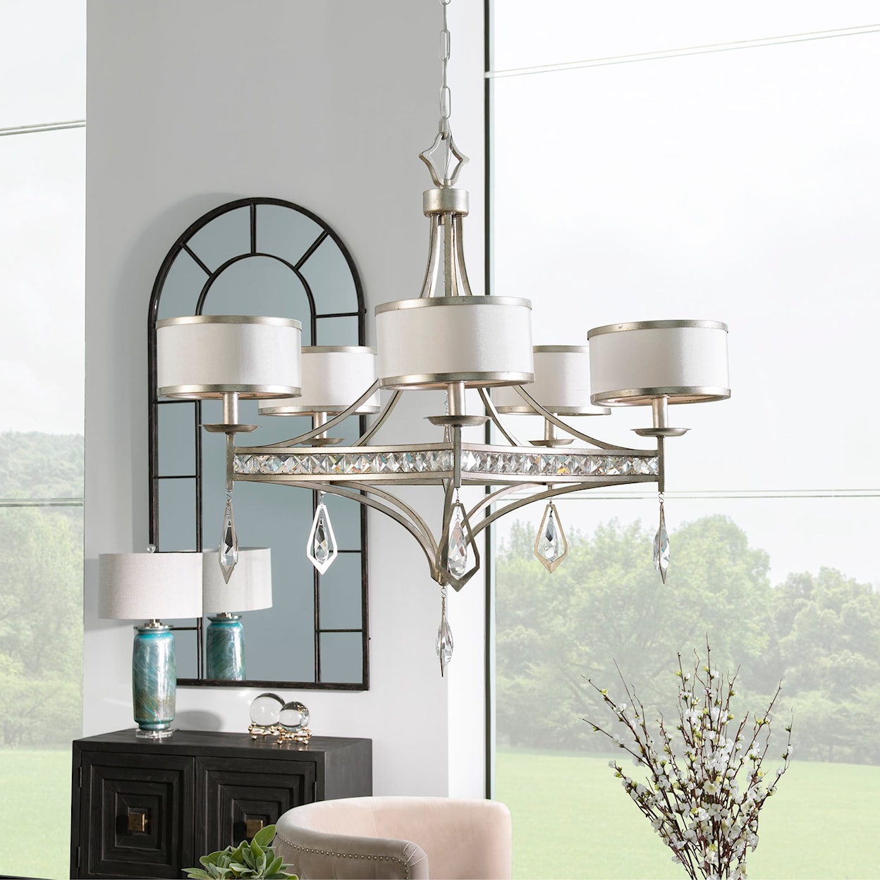 Uttermost Lighting Fixtures - Chandeliers Tamworth 5 Light Silver Champagne Chandelier