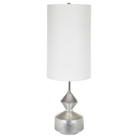 Silver Buffet Table Lamp with White Shade