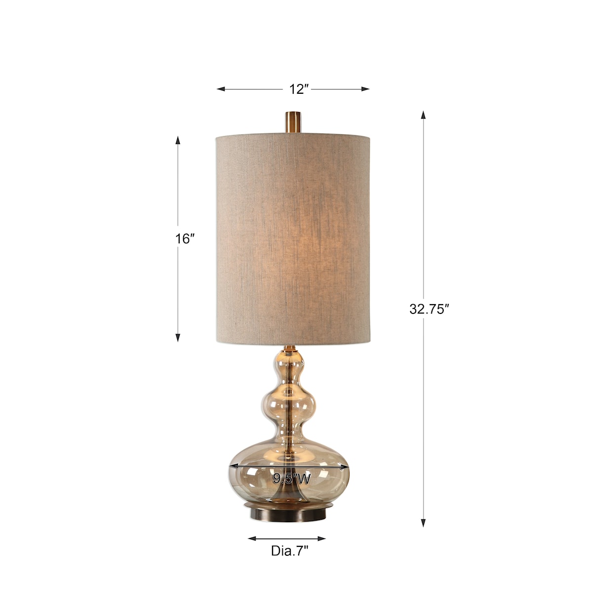 Uttermost Accent Lamps Formoso Amber Glass Table Lamp