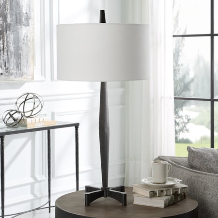 Rust Metal Table Lamp with Tapered Base