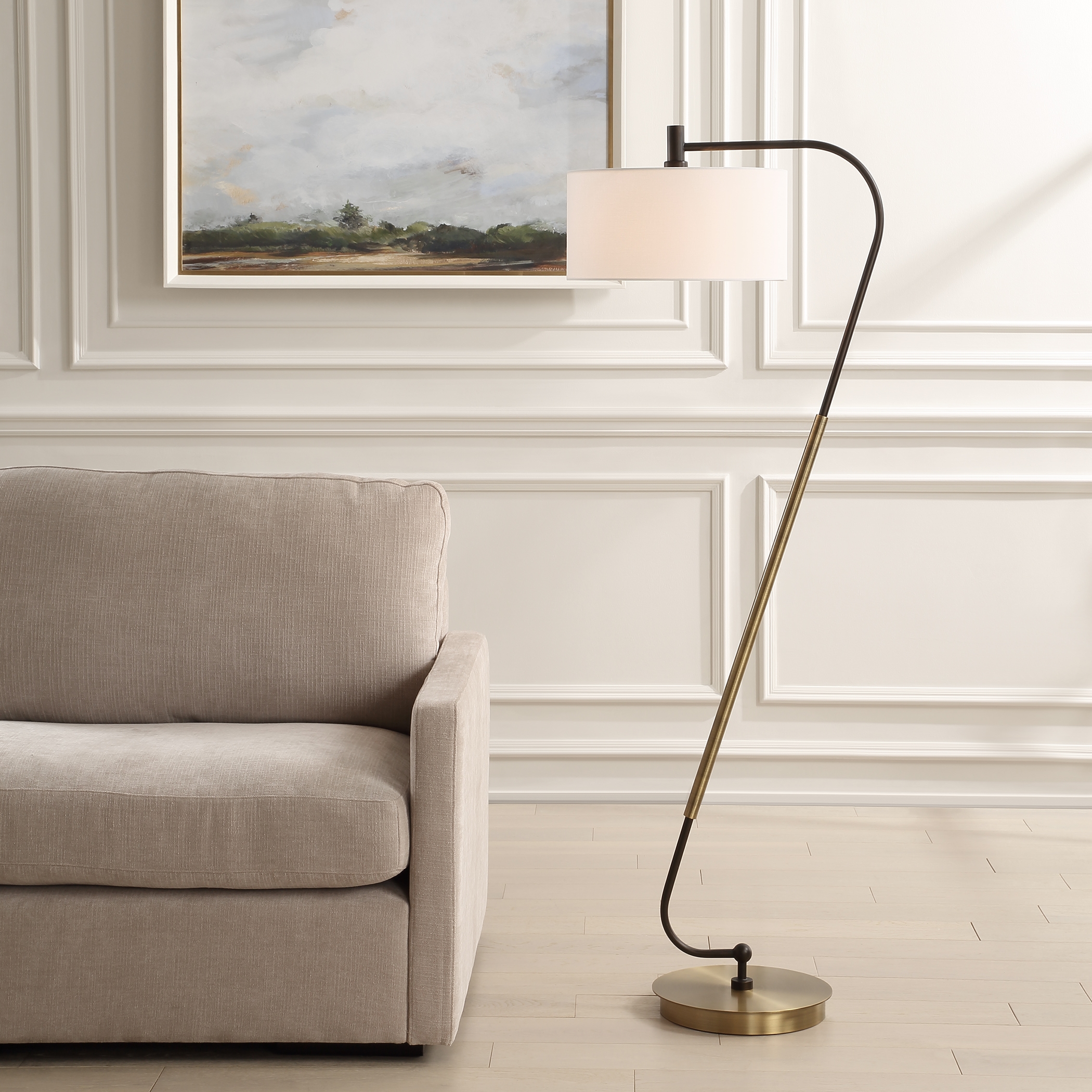 Uttermost Irwin Irwin Curved Brass Floor Lamp
