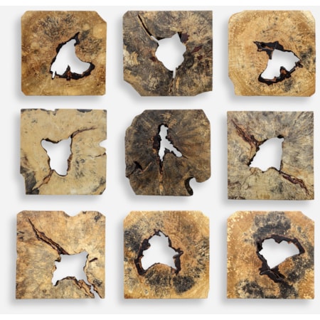 Bahati Wood Wall Décor In Natural S/9