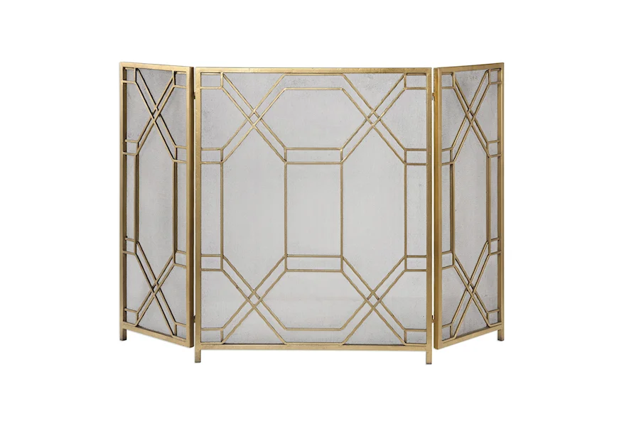 Accessories Rosen Gold Fireplace Screen by Uttermost at Del Sol Furniture