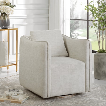 Corben White Swivel Armchair