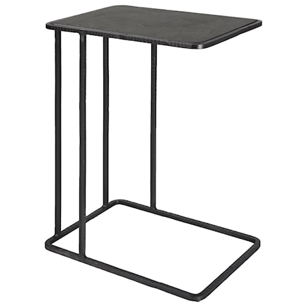 Iron Accent Table with Stone Top