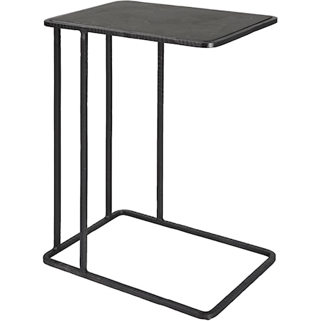 Iron Accent Table with Stone Top