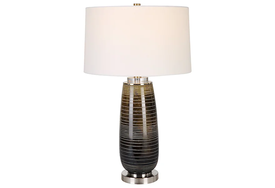 Alamance Bronze Table Lamp with White Lamp Shade by Uttermost at Town and Country Furniture 