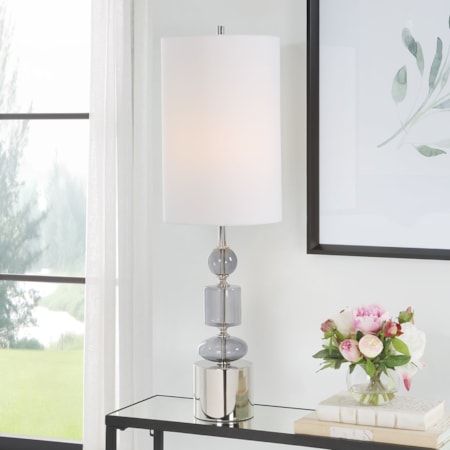 Gray Glass Buffet Lamp