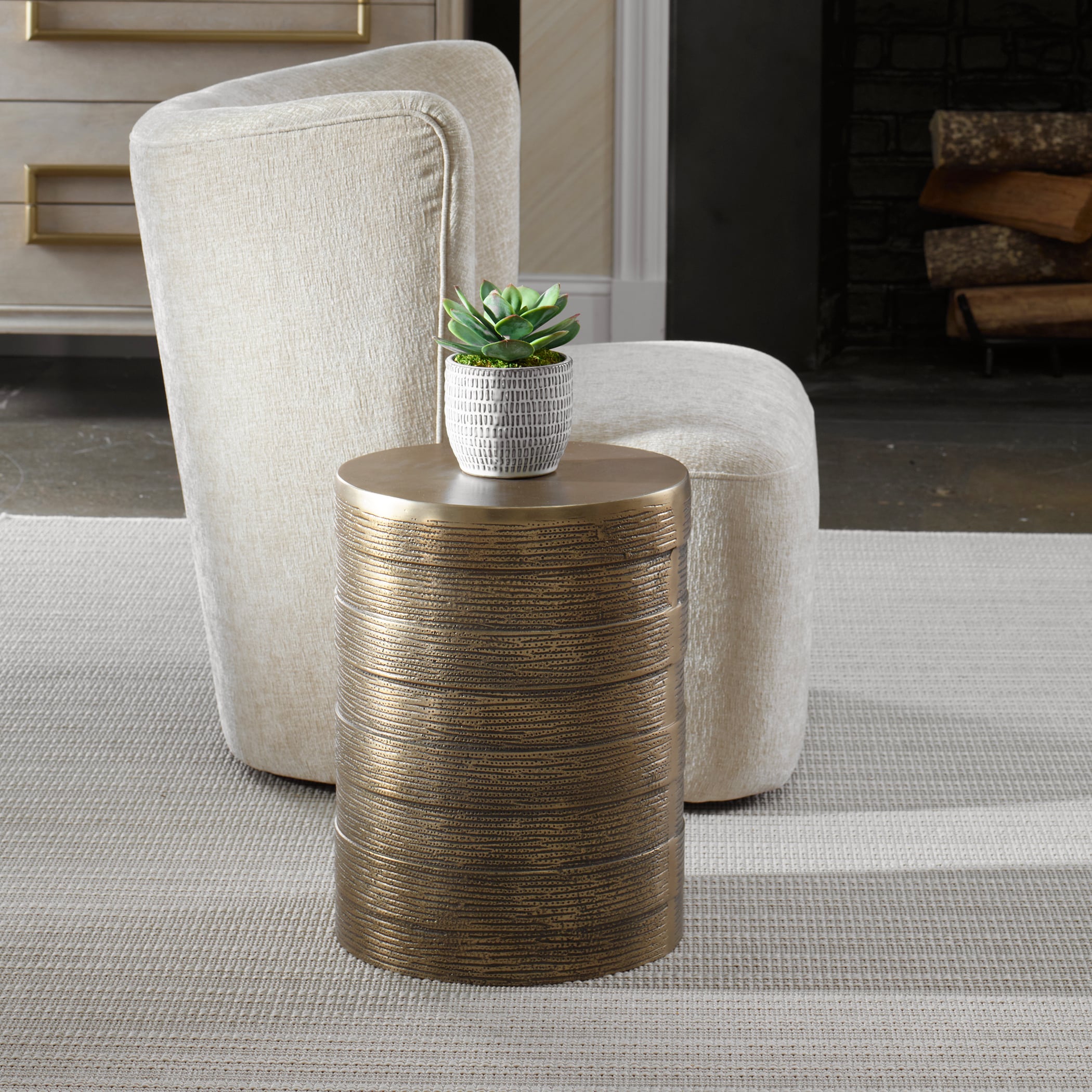 Odin Antique Brass Accent Table