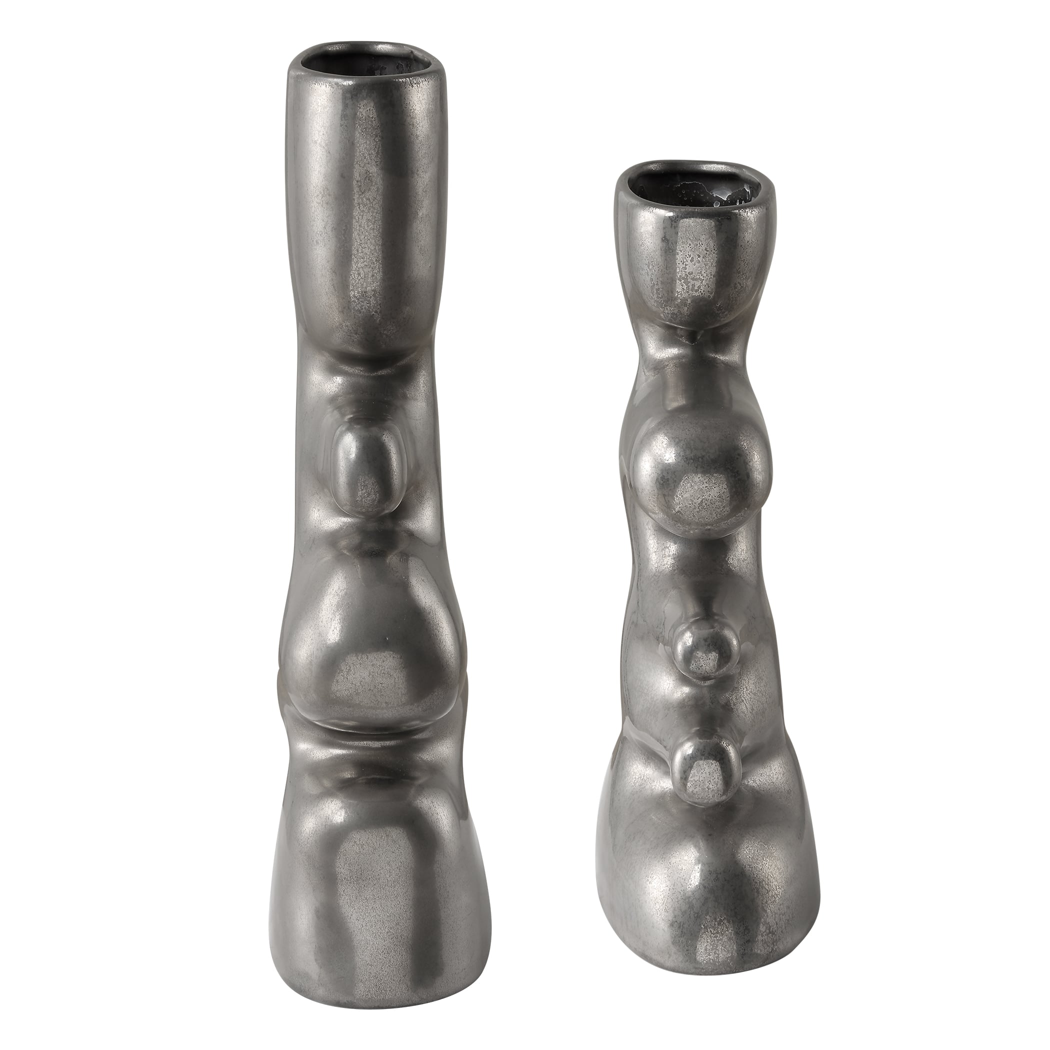 Free Flowing Nickel Vases Set/2