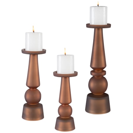 Glass Candleholders- Set of 3