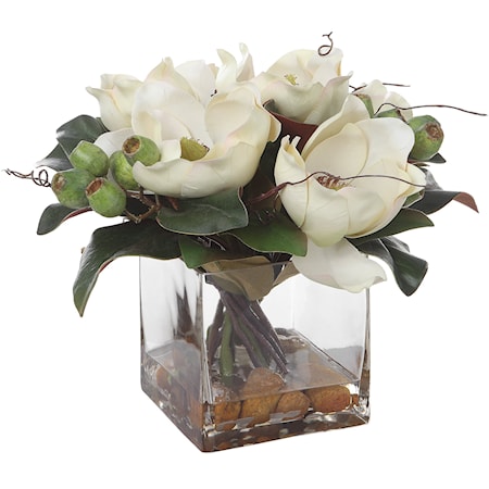 Magnolia Bouquet with Glass Vase