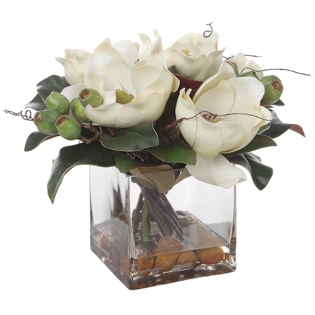 Magnolia Bouquet with Glass Vase