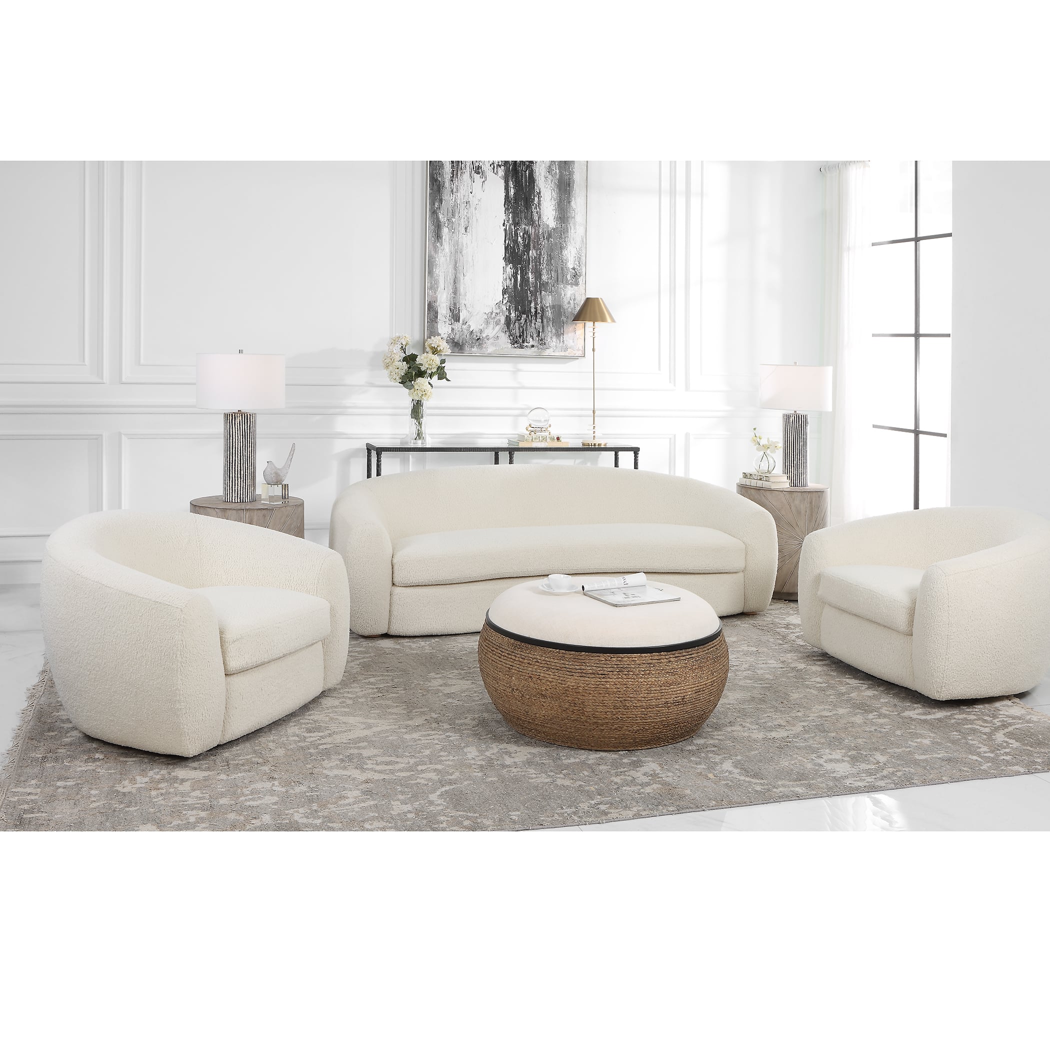 Uttermost Capra Upholstered Faux Shearling Sofa