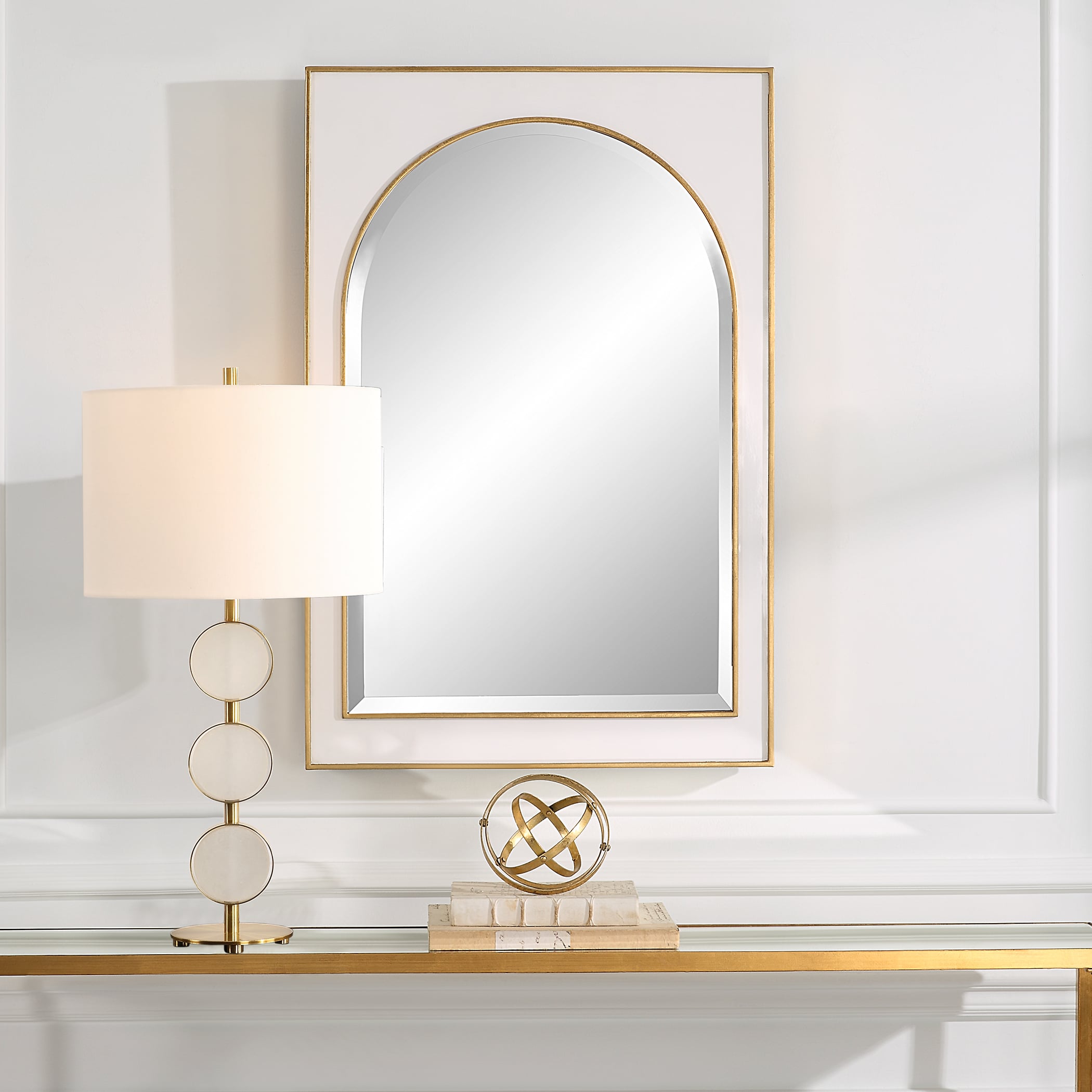 White Gloss Arched Mirror