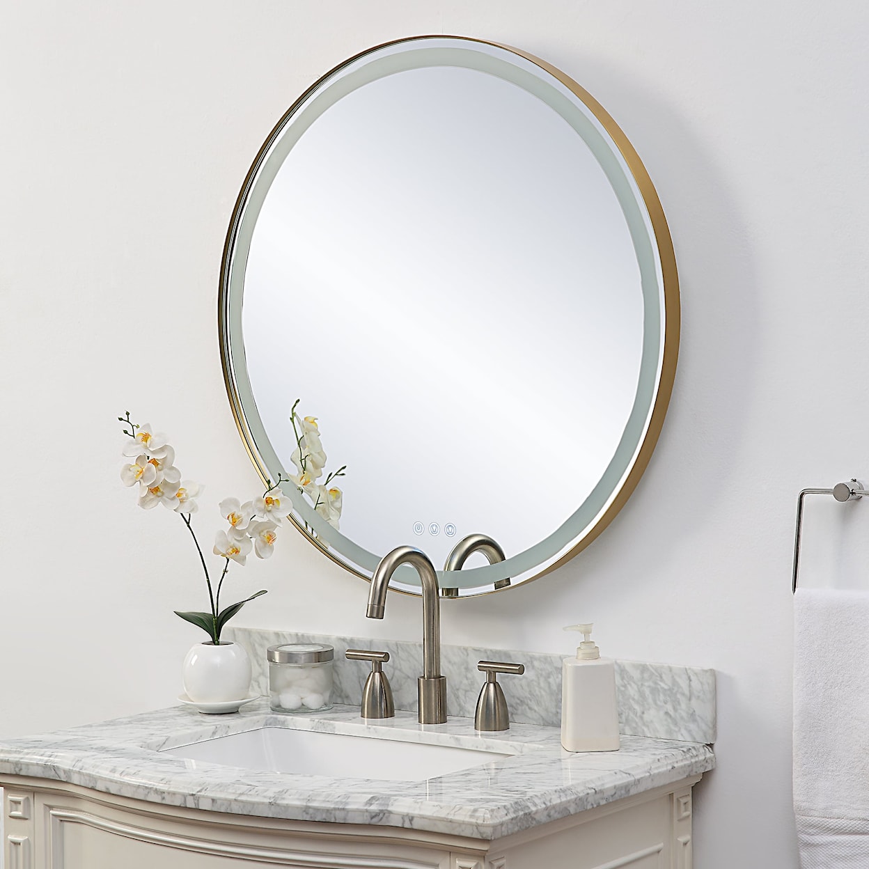 Uttermost Crofton Crofton Lighted Brass Round Mirror