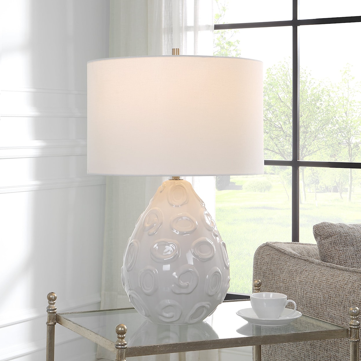 Uttermost Loop Loop White Glaze Table Lamp