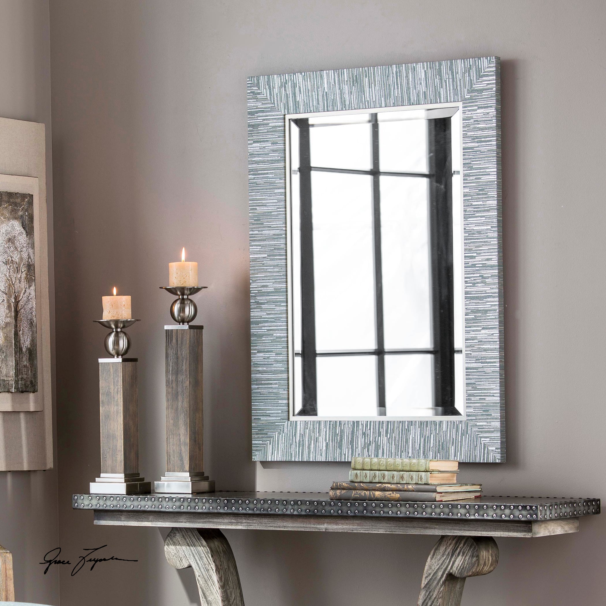 Uttermost Mirrors Belaya Gray Wood Mirror