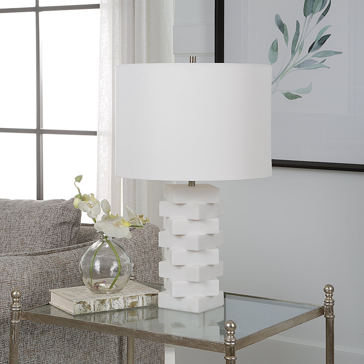 Uttermost Ascent Ascent White Geometric Table Lamp