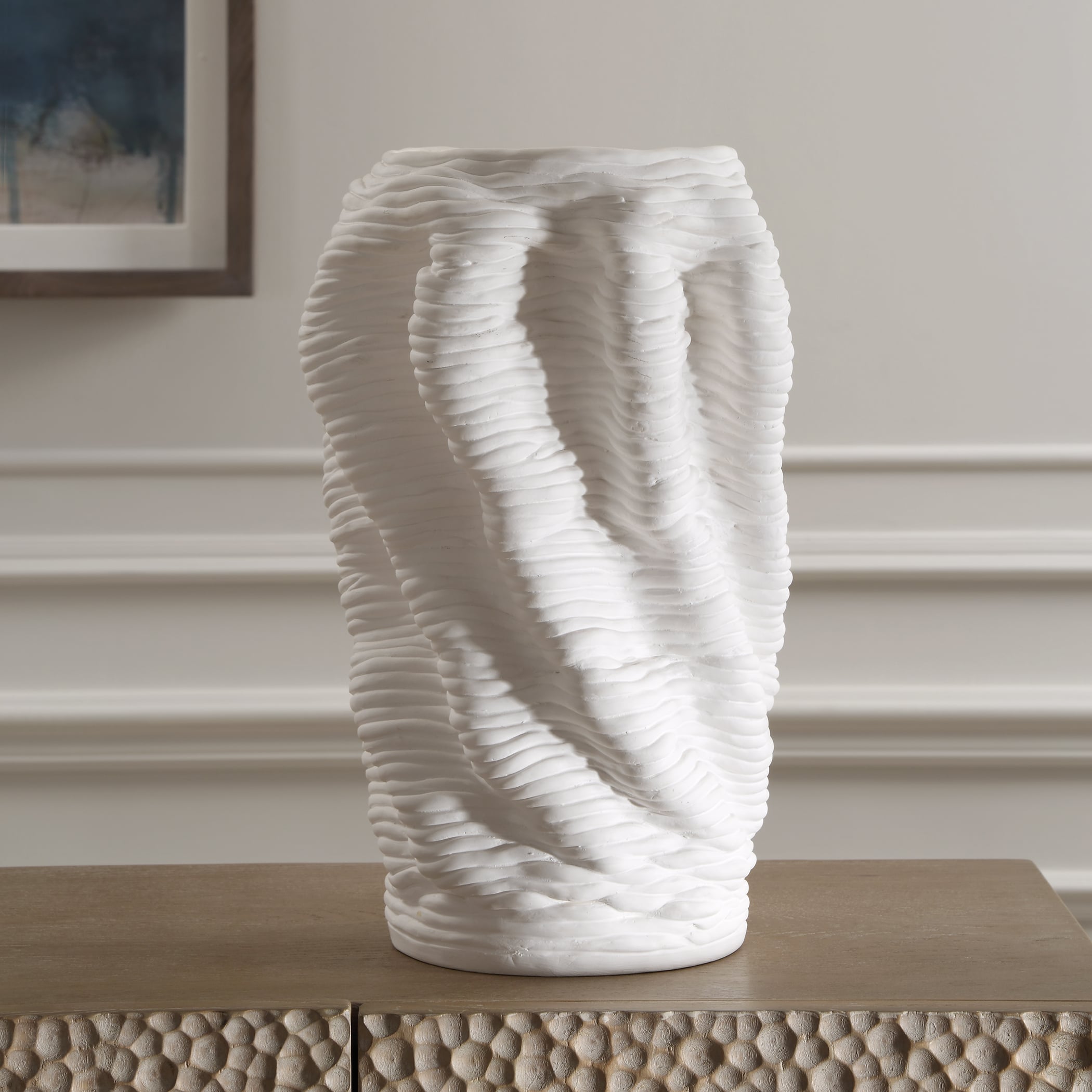 Stratified Matte White Vase