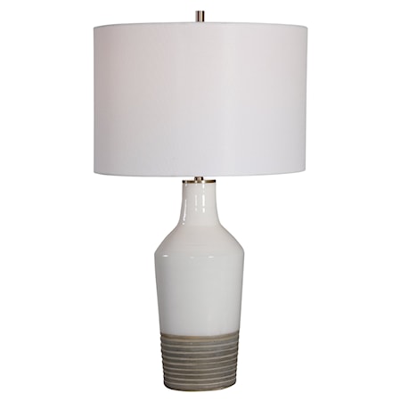 White Crackle Table Lamp