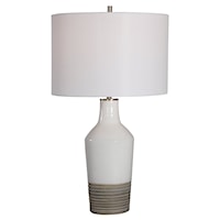 White Crackle Table Lamp