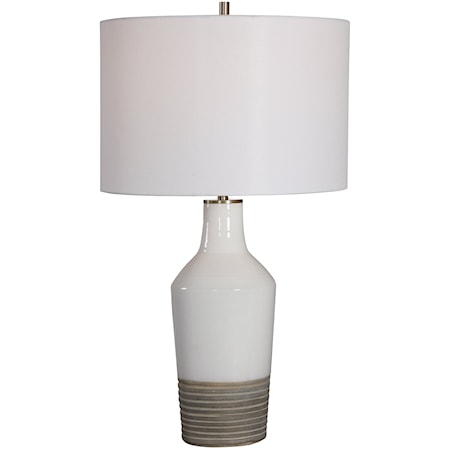 White Crackle Table Lamp