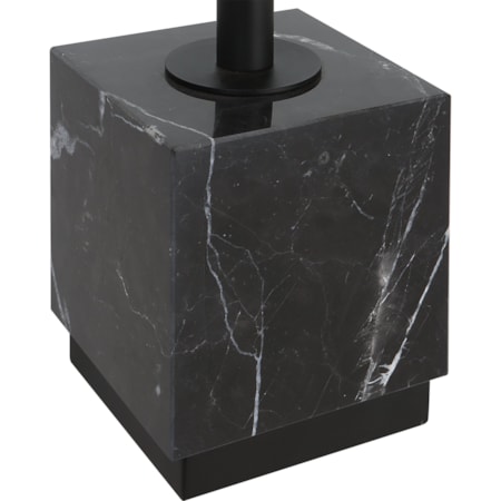 Black Buffet Lamp with A Marble Block Foot