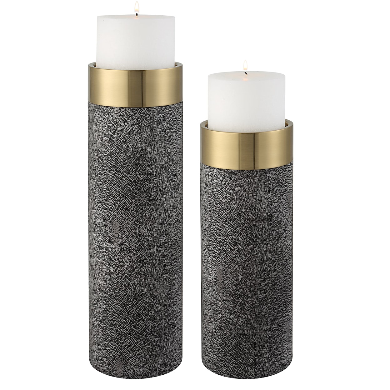 Uttermost Wessex Faux Shagreen Candleholders- Set of 2