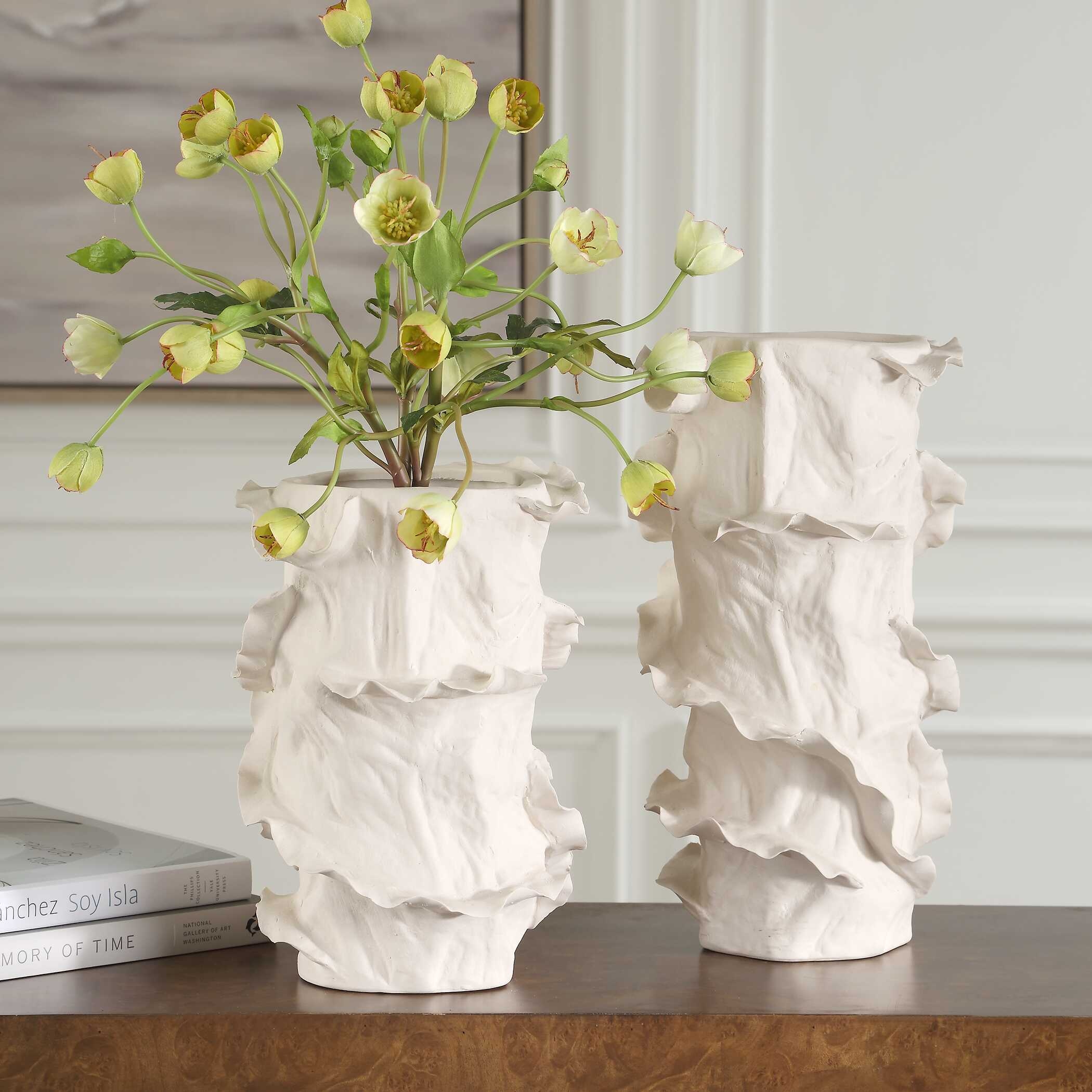 Ripple Crest White Vases