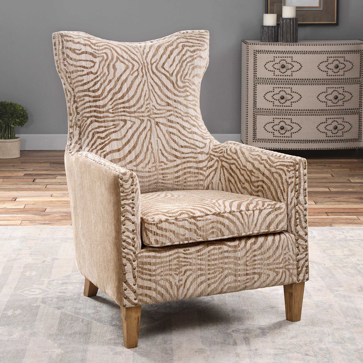 Uttermost Accent Furniture - Accent Chairs Kiango Animal Pattern Armchair