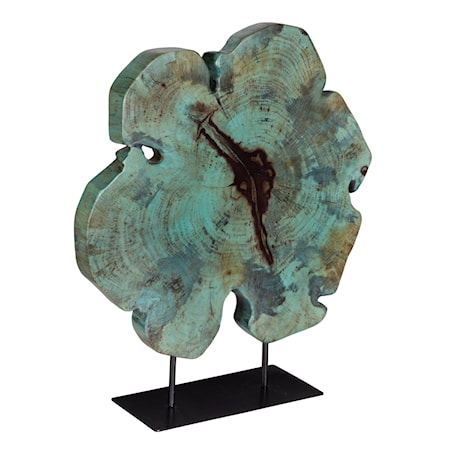 Bahati Wood Blue Sculpture