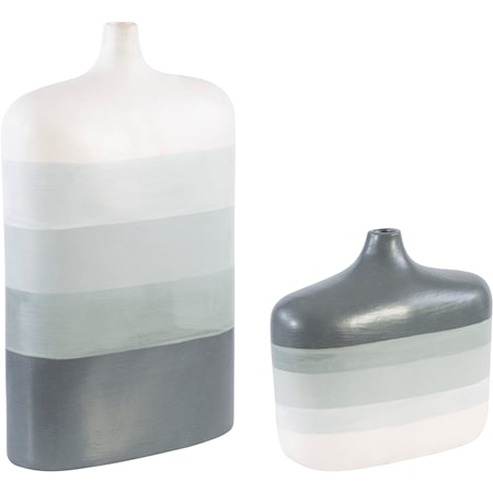 Guevara Striped Gray Vases, S/2