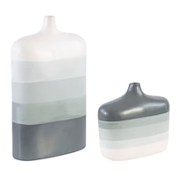 Guevara Striped Gray Vases, Set of 2