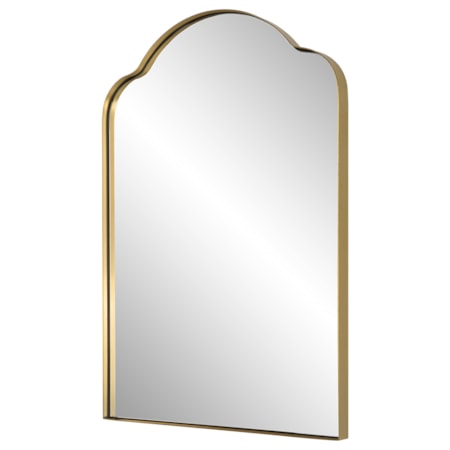 Arched Wall Mirror with Brass Mirror Trim